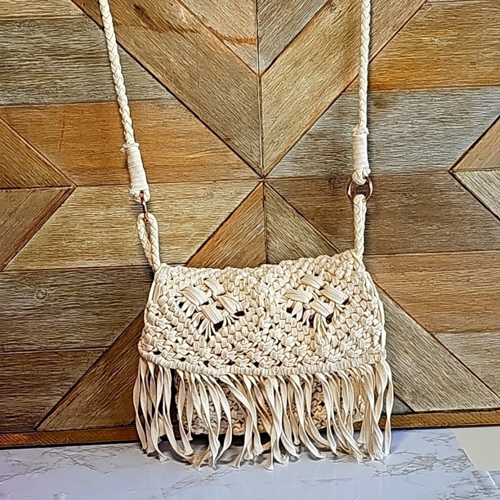 Mid Size Crochet Fringe Crossbody Bag